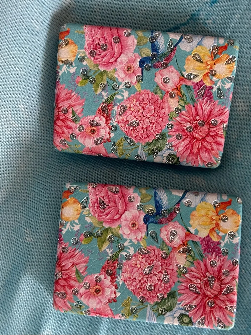 Floral Compact Mirror - Pink & Teal.  21